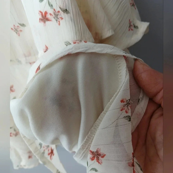 Trixxi tiered dress size L cream floral whimsygoth fairycore babydoll Y2K - Picture 4 of 10